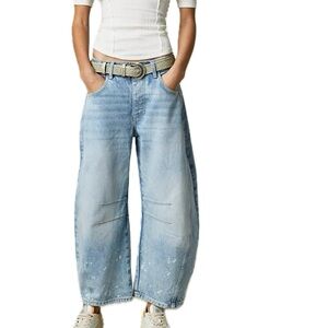 We The Free Good Luck Mid-Rise Barrel Jeans